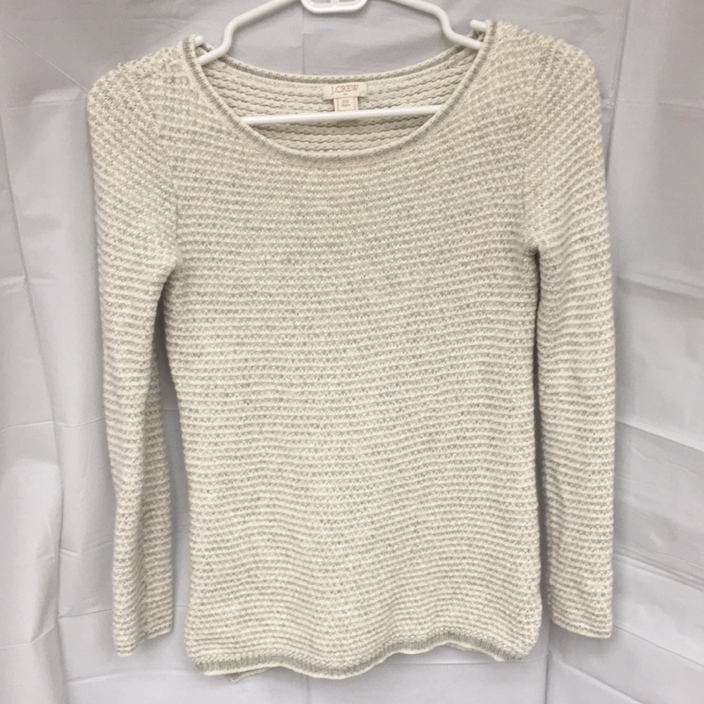 J. Crew womens Pullover Knit scoop neck Sweater long sleeves size XXS cream grey